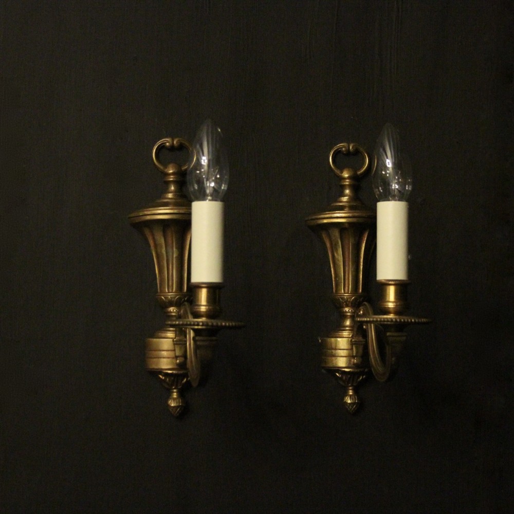French Pair Of Gilded Single Arm Wall Lights