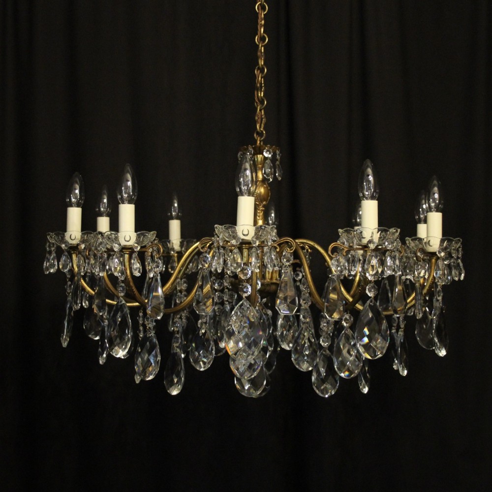 Italian Gilded & Crystal 10 Light Antique Chandelier