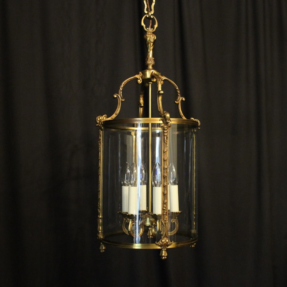 French Gilded Bronze Six Light Antique Lantern
