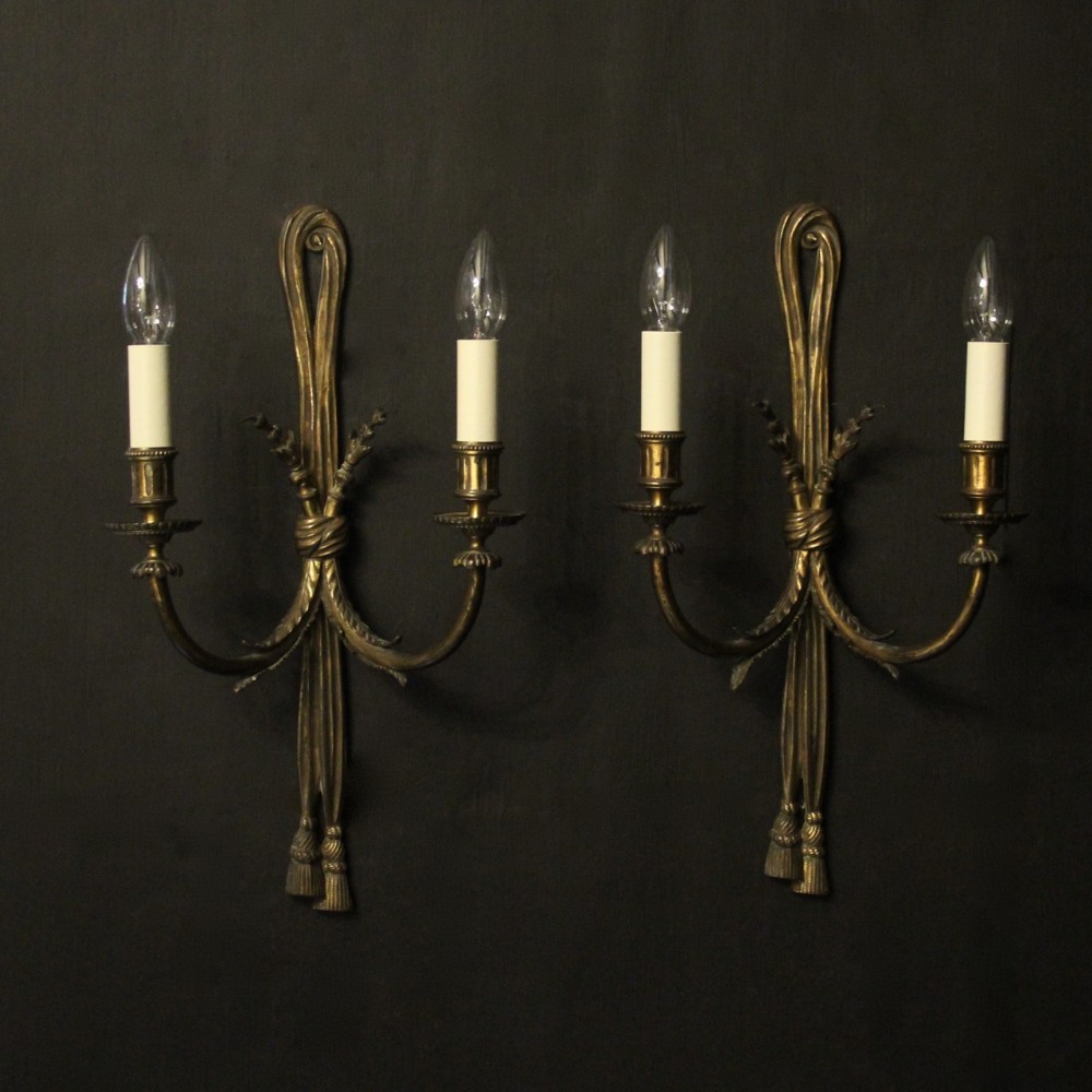 French Pair Of Bronze Antique Wall Lights