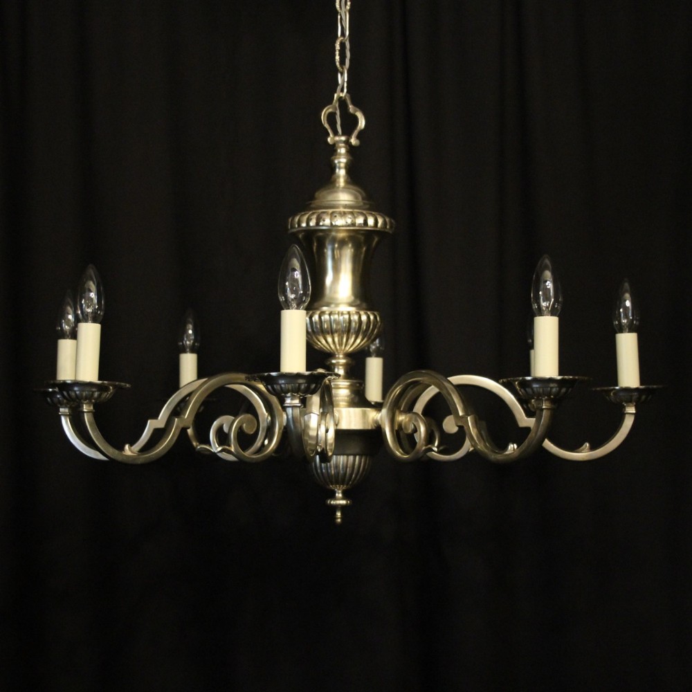 English Silver Plated 8 Light Antique Chandelier