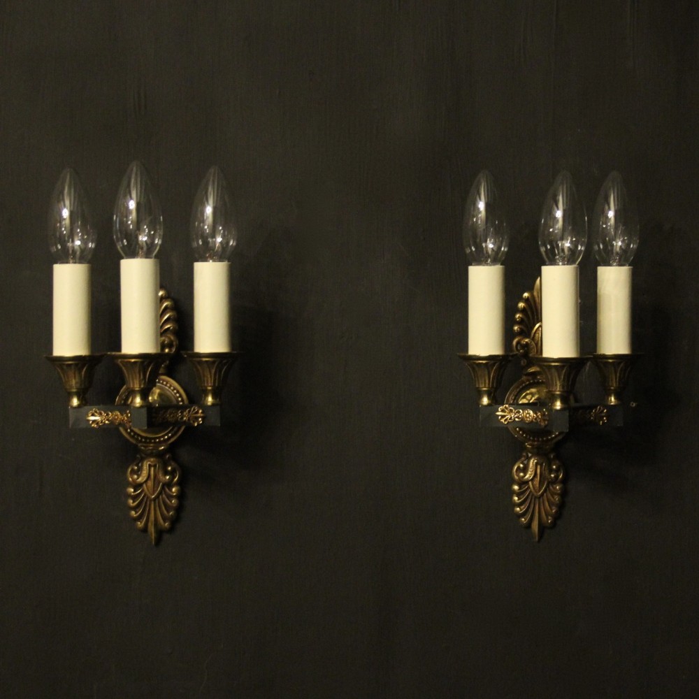 French Pair Of Empire Gilded Wall Lights