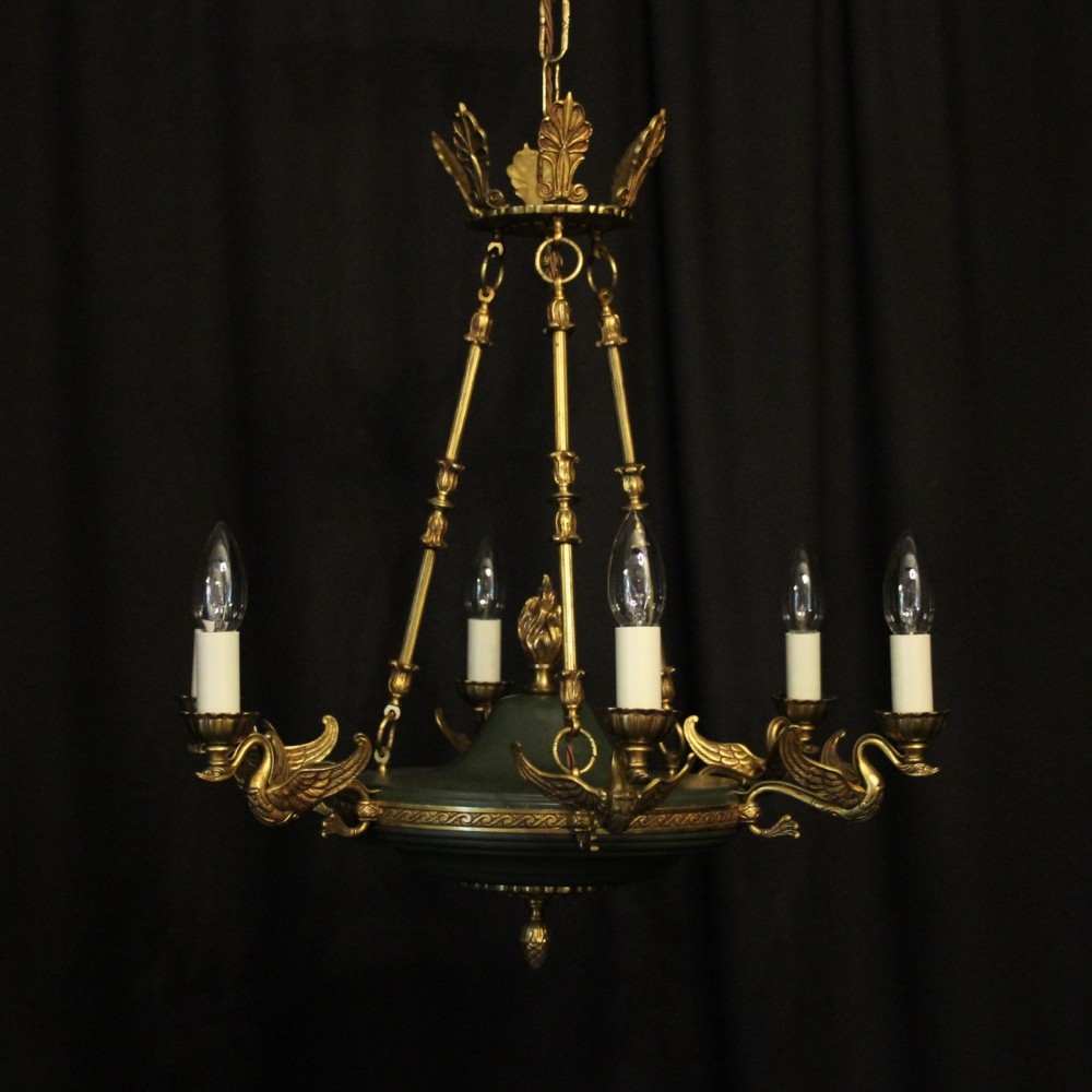 French Gilded Empire 6 Light Chandelier