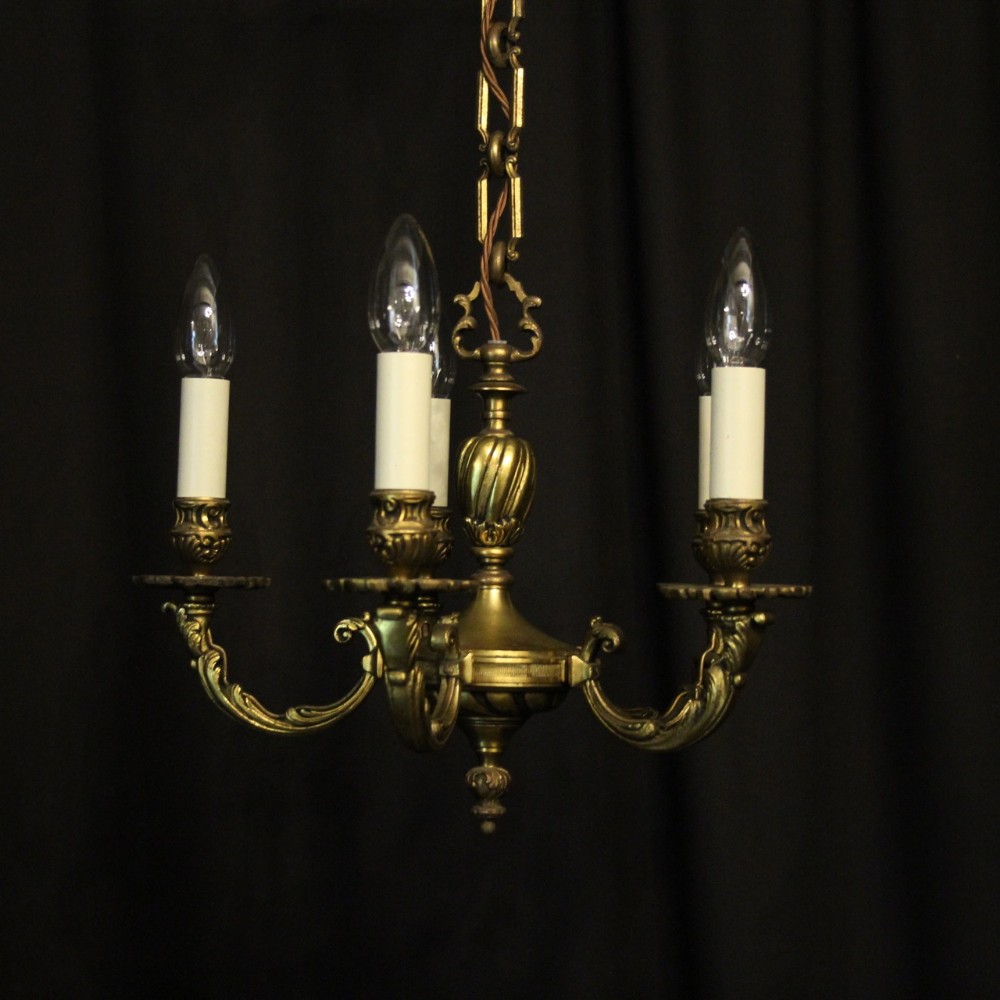 French Gilded 5 Light Antique Chandelier