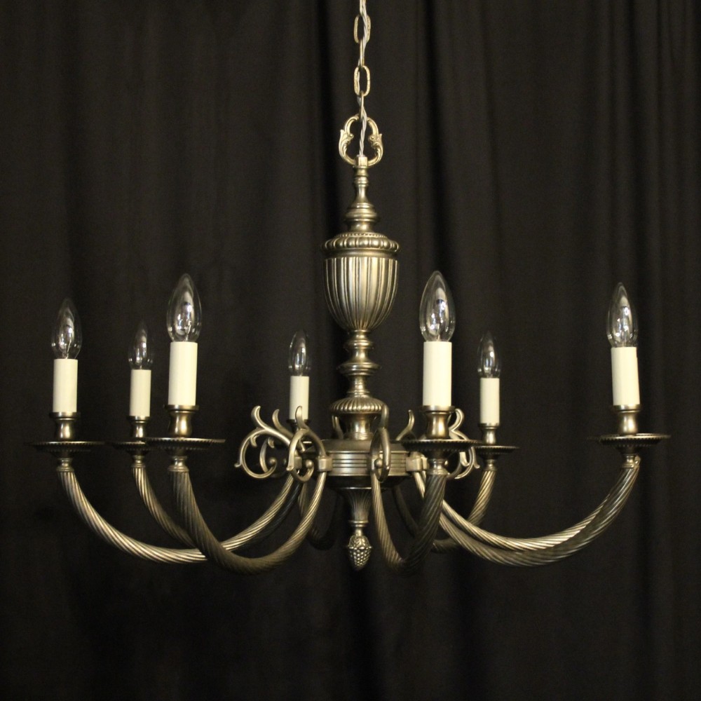 French Silver Gilded 8 Light Chandelier