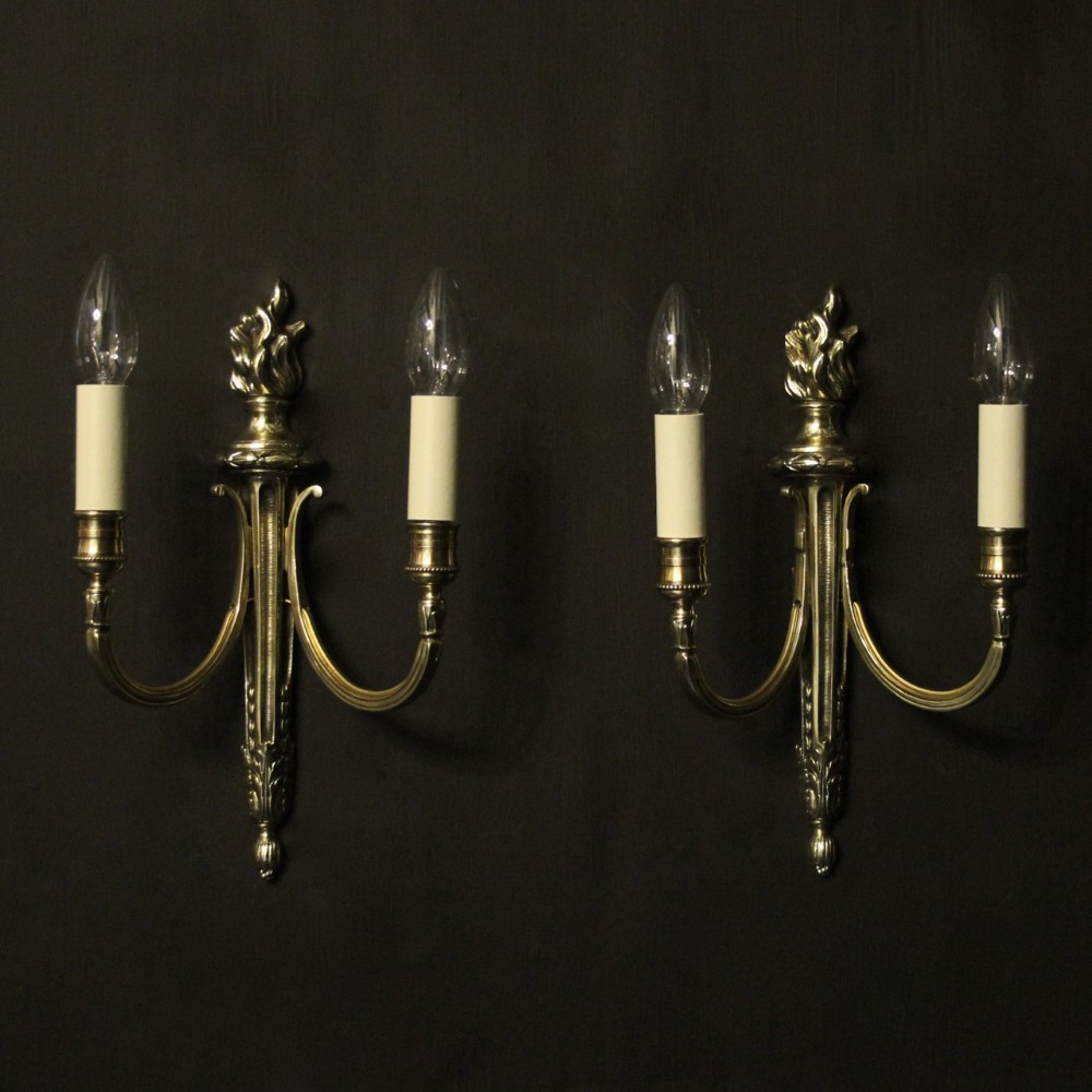 French Pair Of Twin Arm Antique Wall Lights