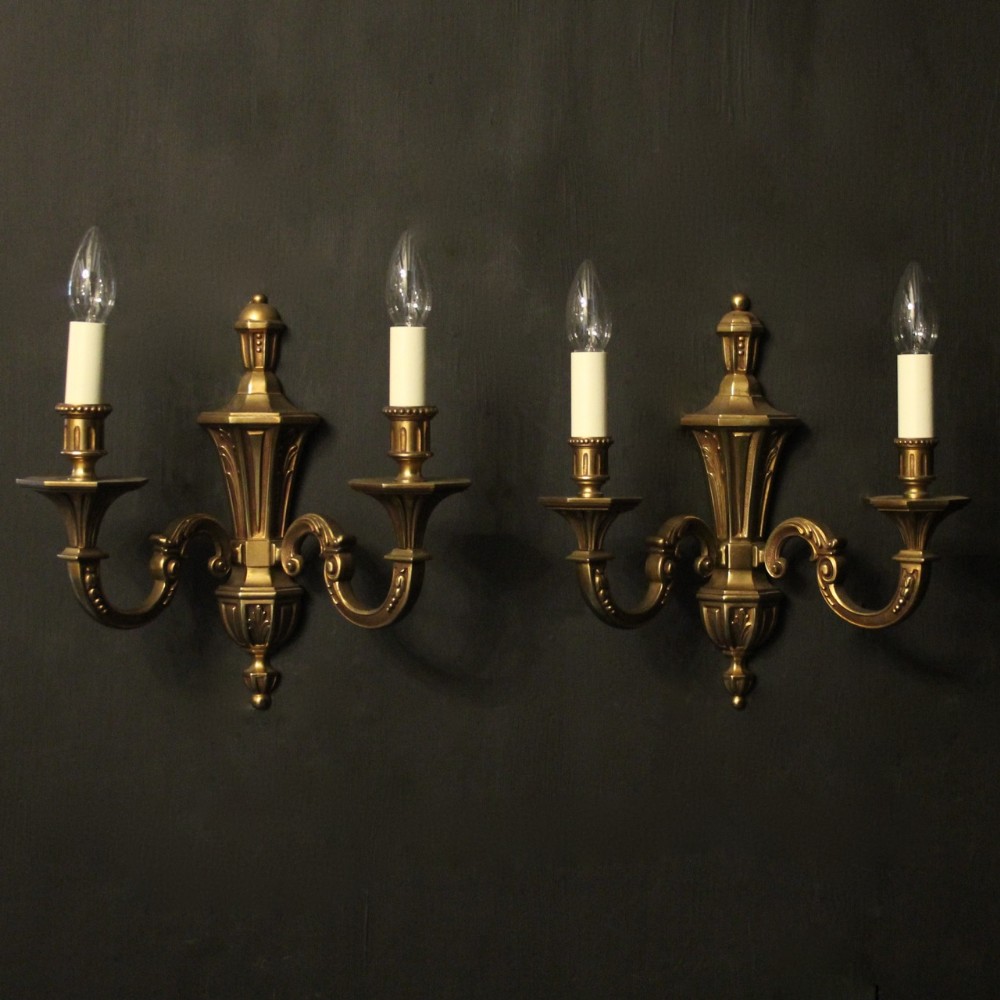 French Pair Of Gilded Twin Arm Wall Lights