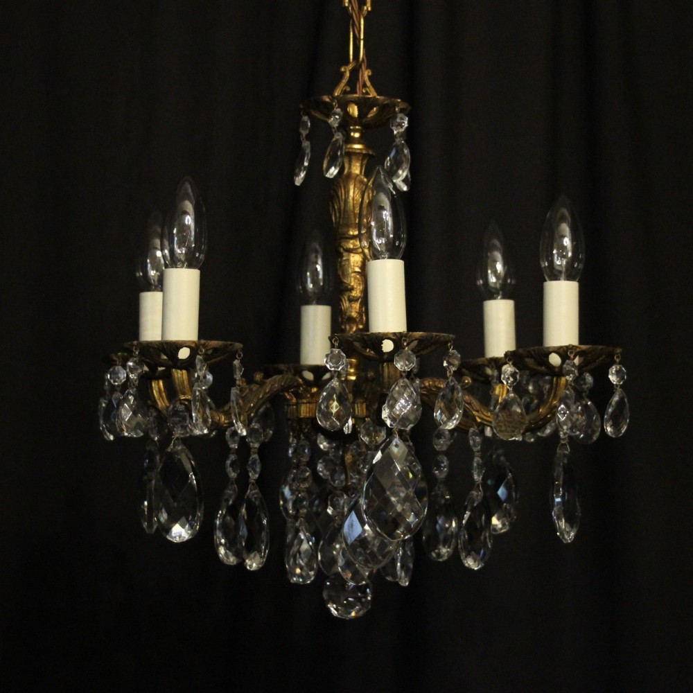 Italian Gilded 6 Light Antique Chandelier