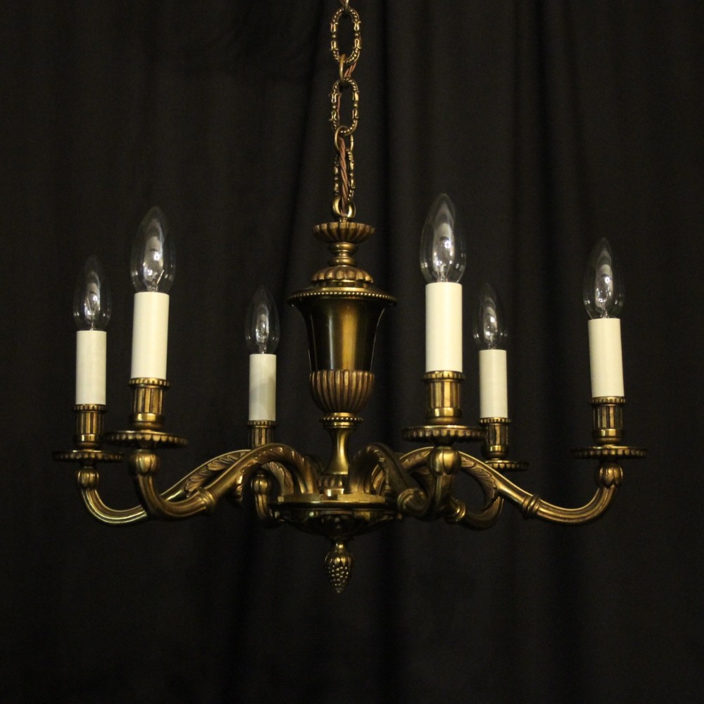 French Gilded 6 Light Antique Chandelier