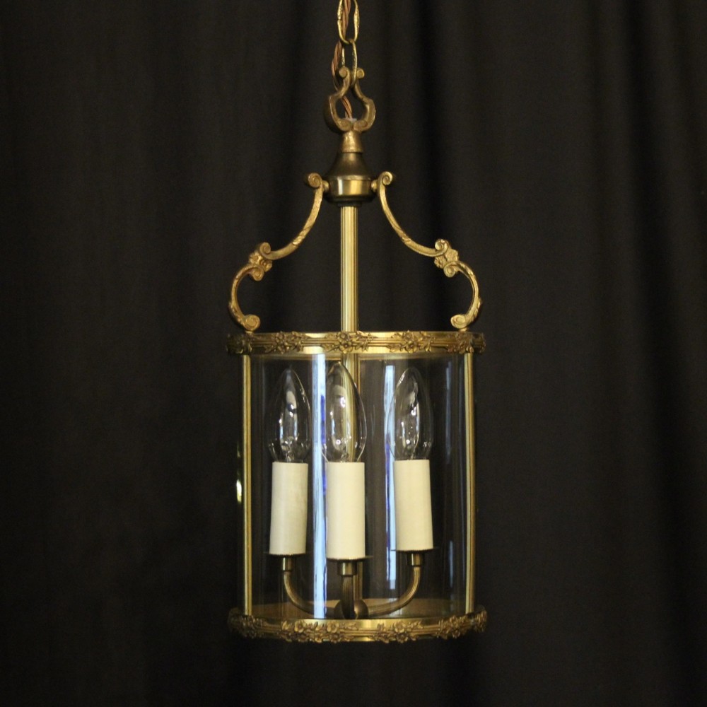 French Gilded Triple Light Antique Lantern