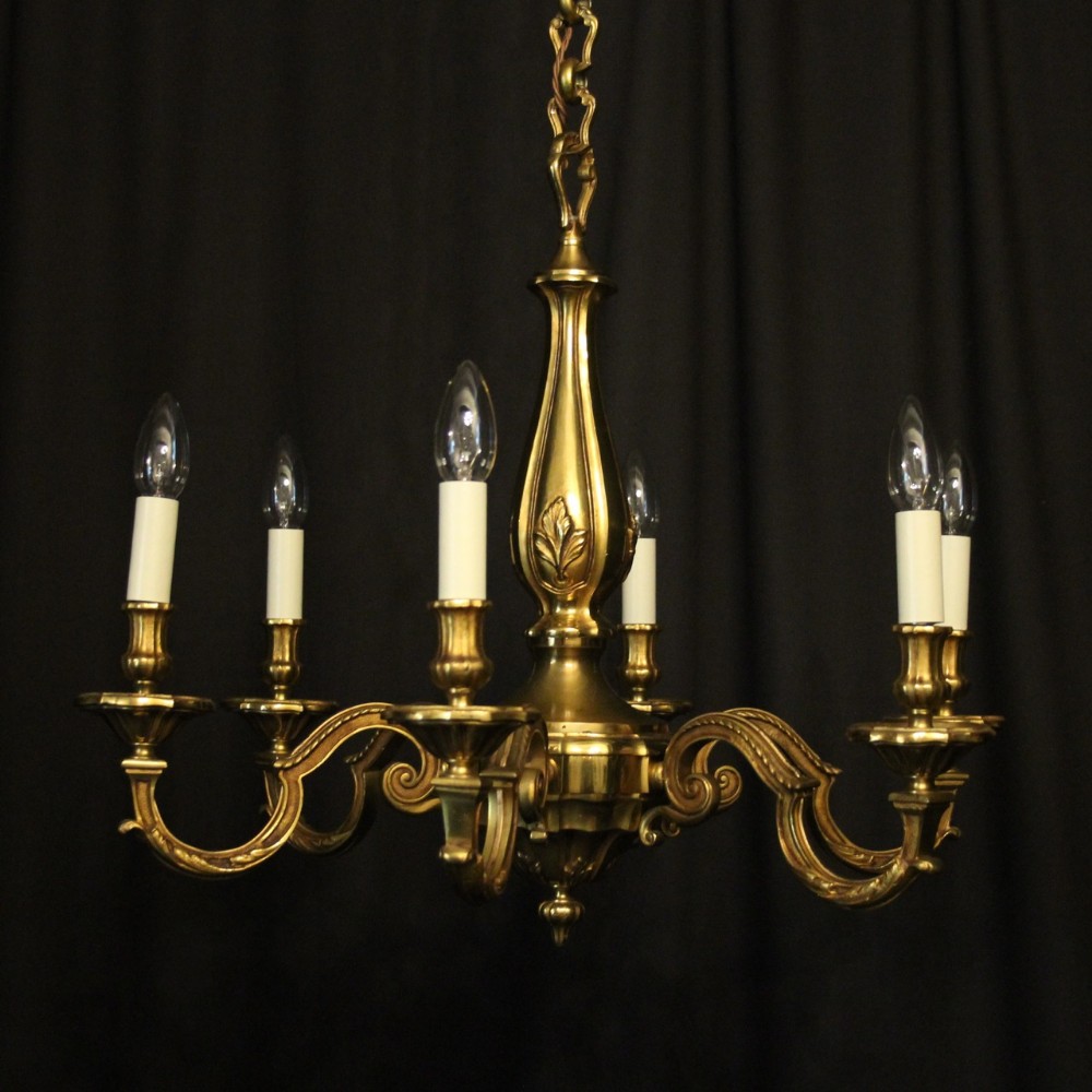 French Gilded Bronze 6 Light Antique Chandelier