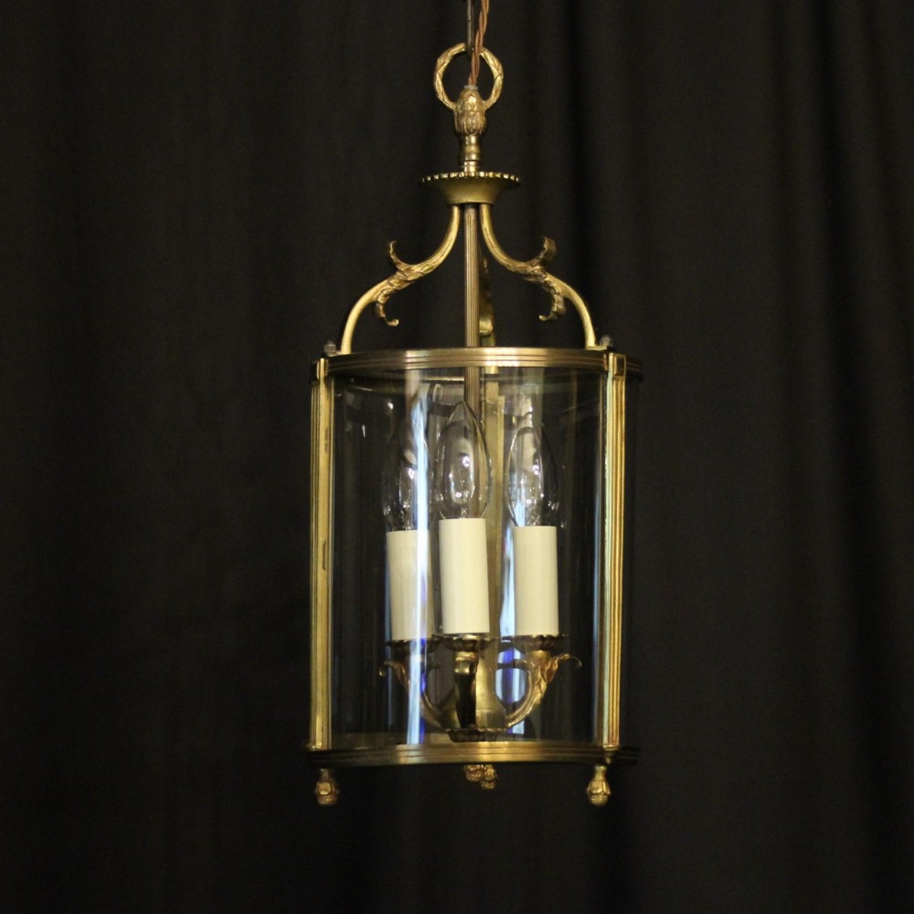 French Gilded Convex Antique Hall Lantern