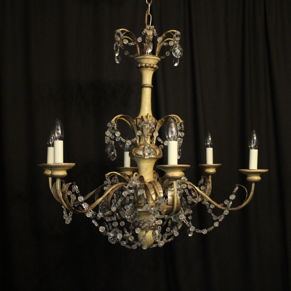 Italian Giltwood & Toleware Antique Chandelier