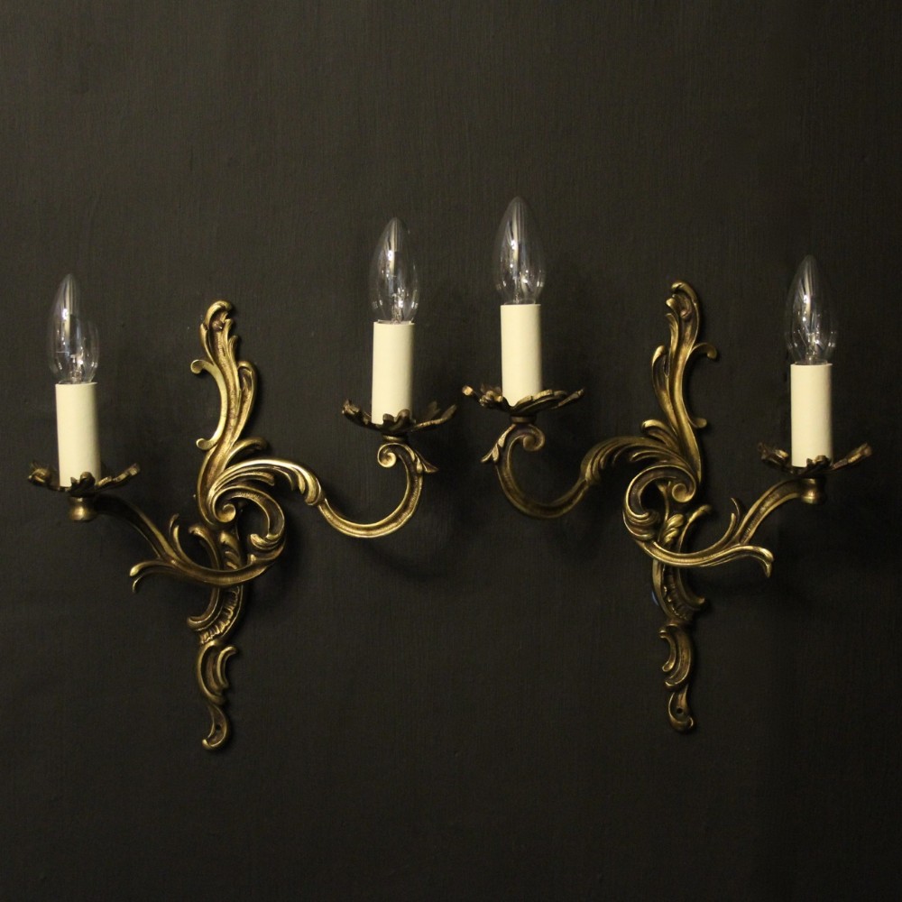 French Pair Of Twin Arm Antique Wall Lights