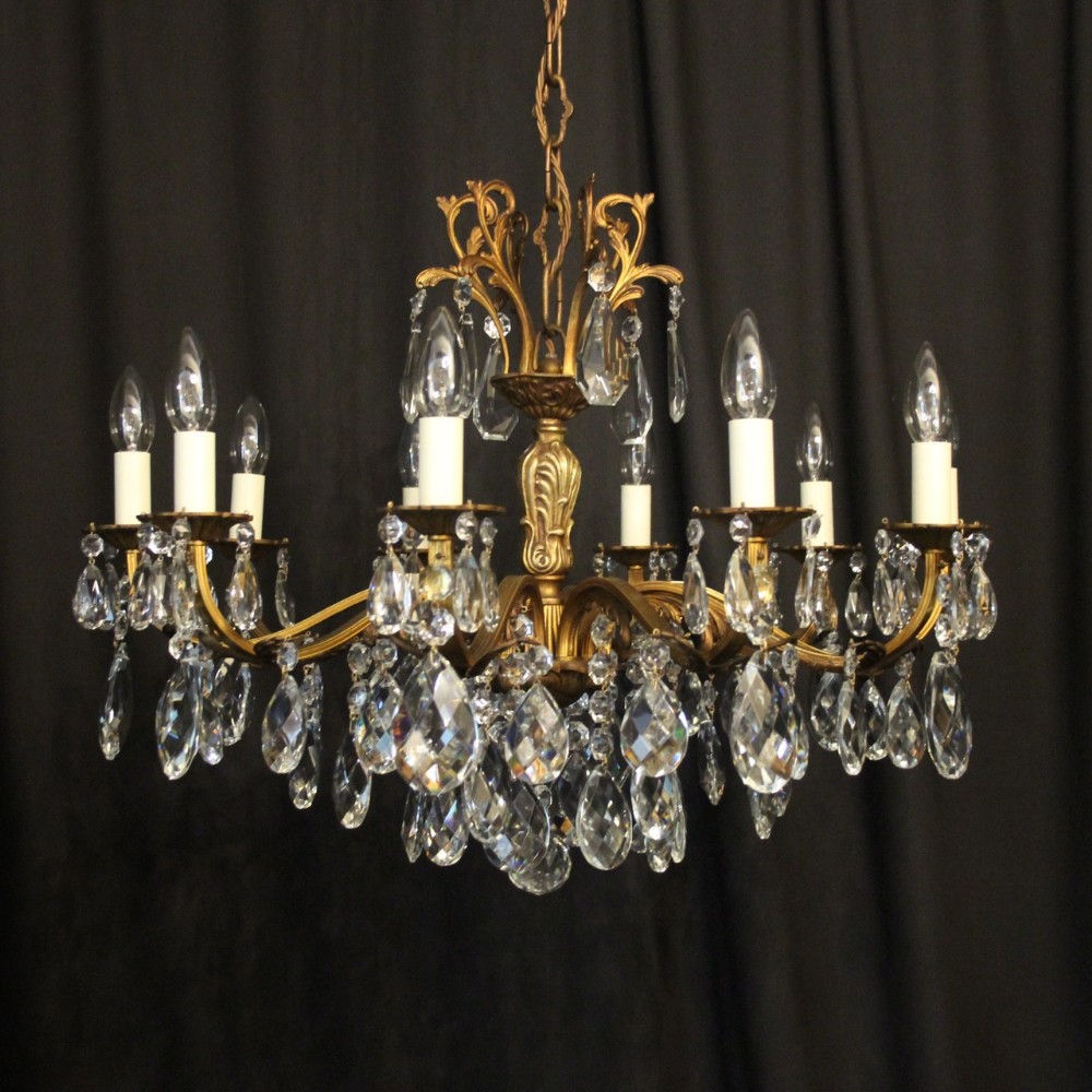 Italian Gilded & Crystal 10 Light Antique Chandelier