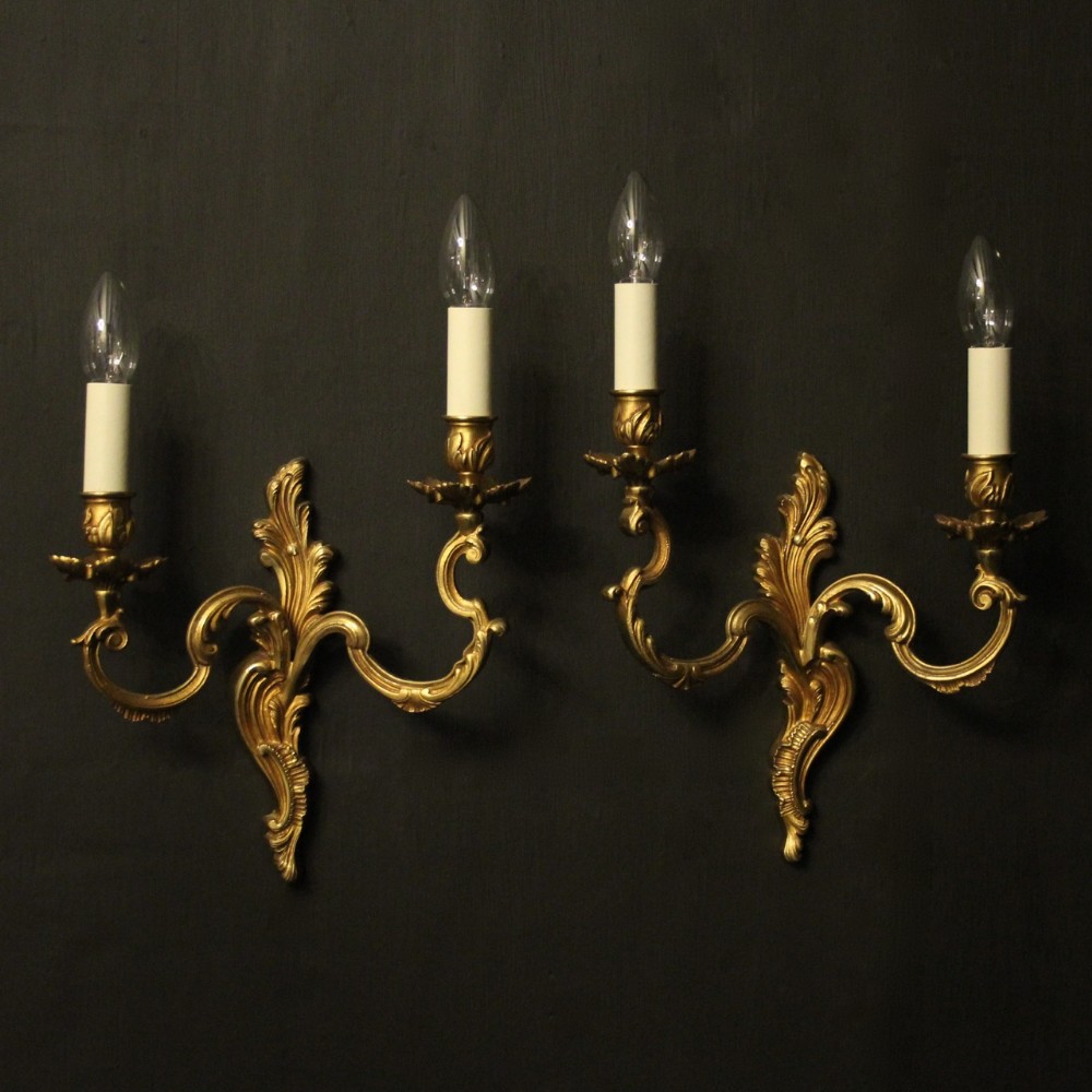 French Pair Of Gilded Antique Wall Lights