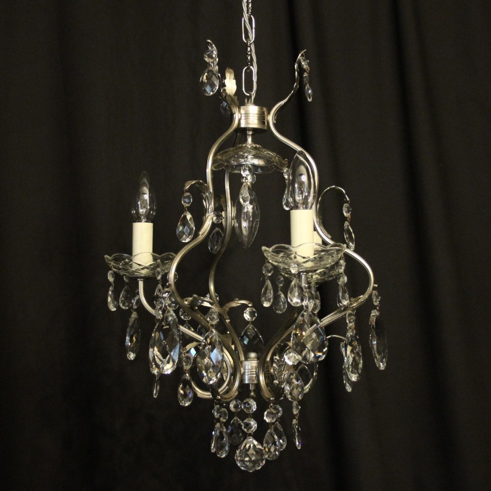 French Nickel Silver 4 Light Antique Chandelier