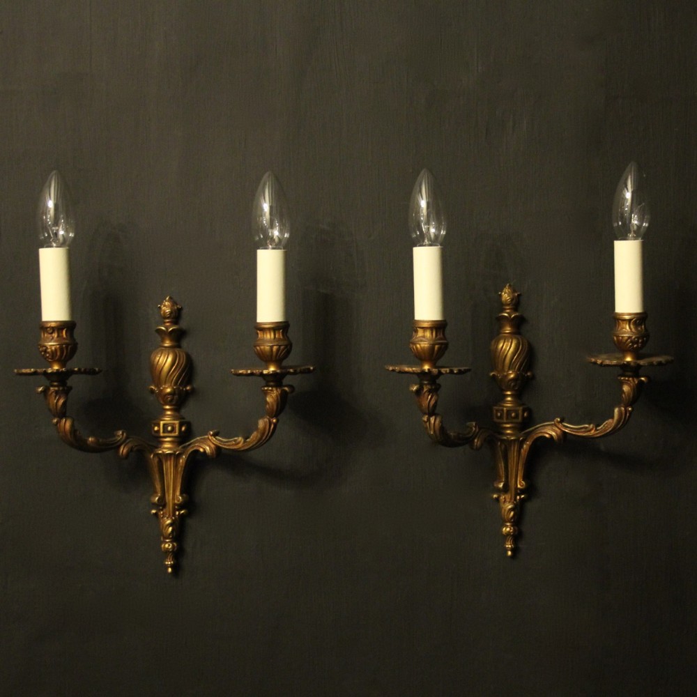 French Gilded Twin Arm Antique Wall Lights