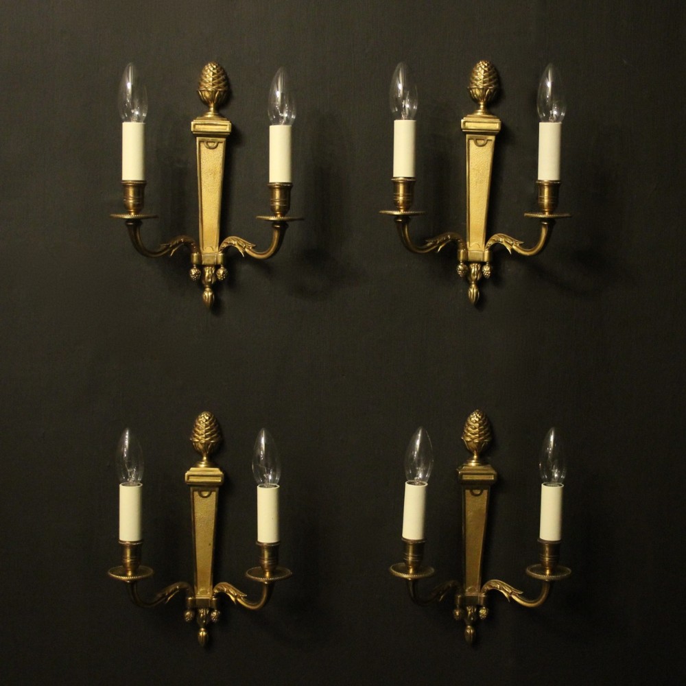French Set Of 4 Gilded Twin Arm Antique Wall Lights