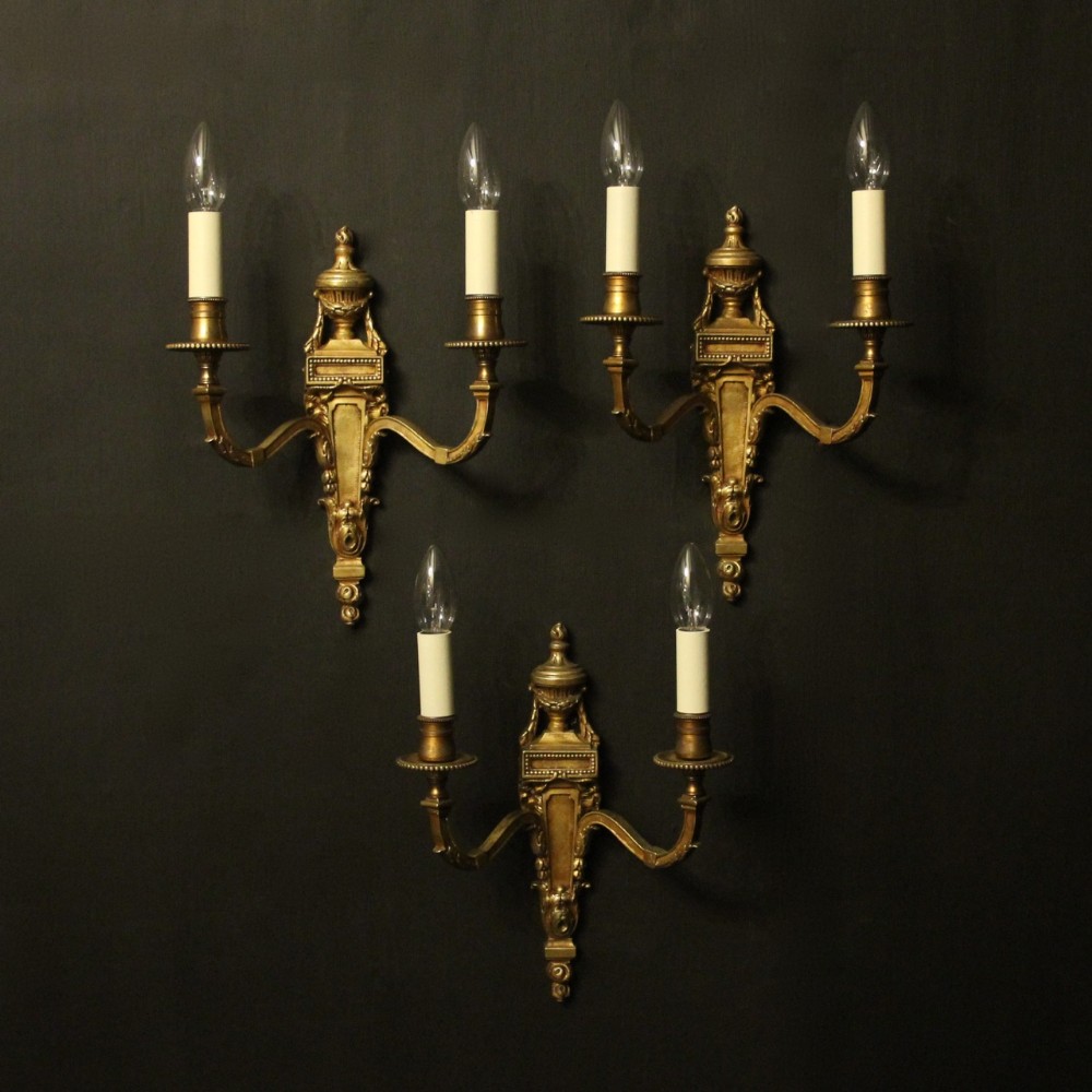 French Set Of 3 Gilded Antique Wall Lights