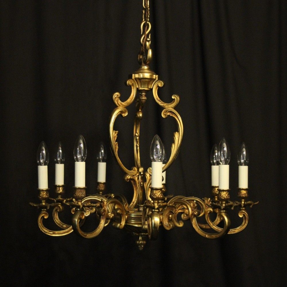 French Gilded Bronze 9 Light Antique Chandelier