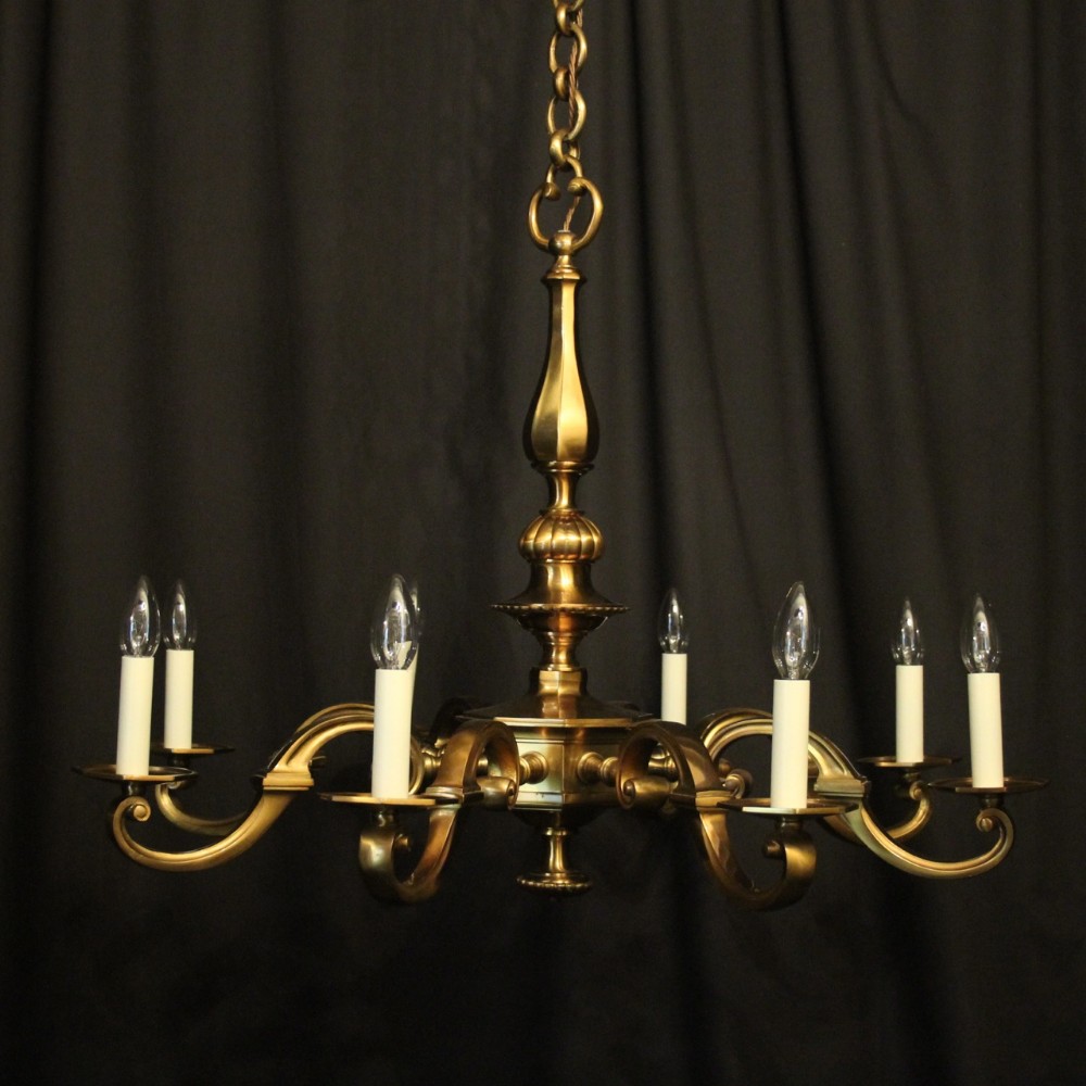 French Gilded Bronze 8 Light Antique Chandelier