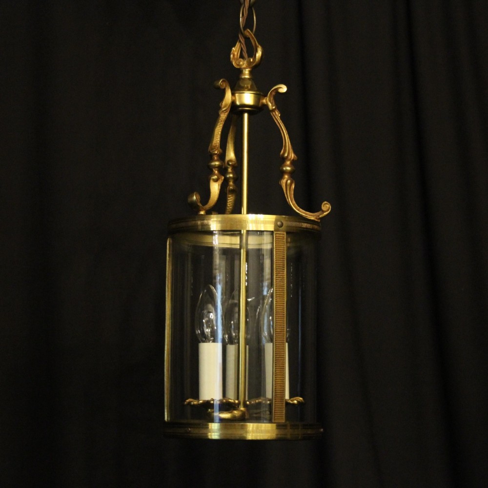 French Gilded Triple Light Antique Lantern