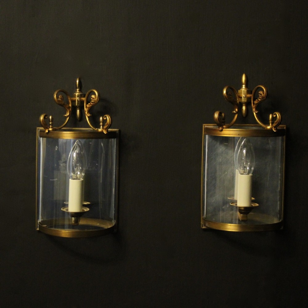 French Pair Of Gilded Convex Half lanterns