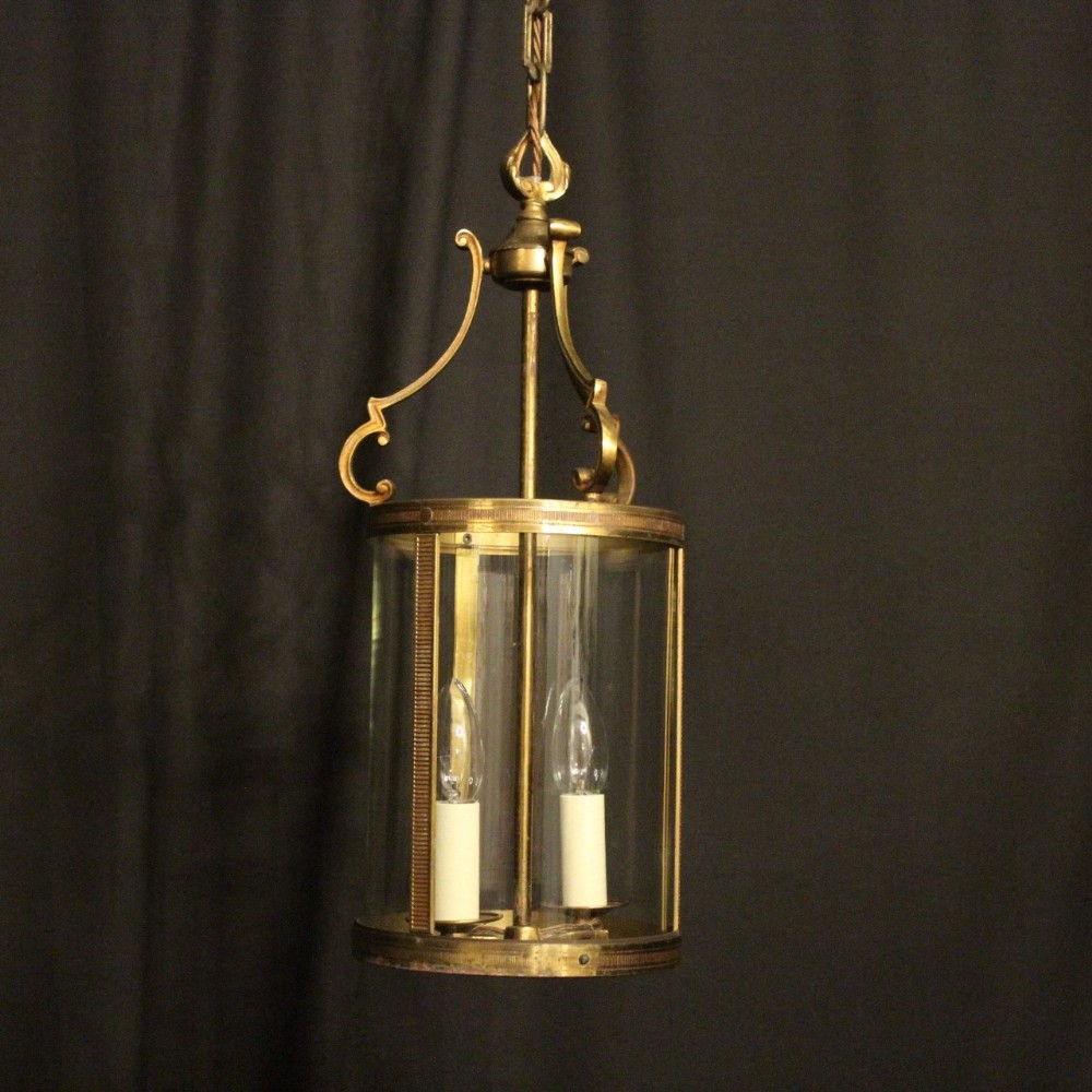 French Gilded Convex Twin Light Antique Lantern
