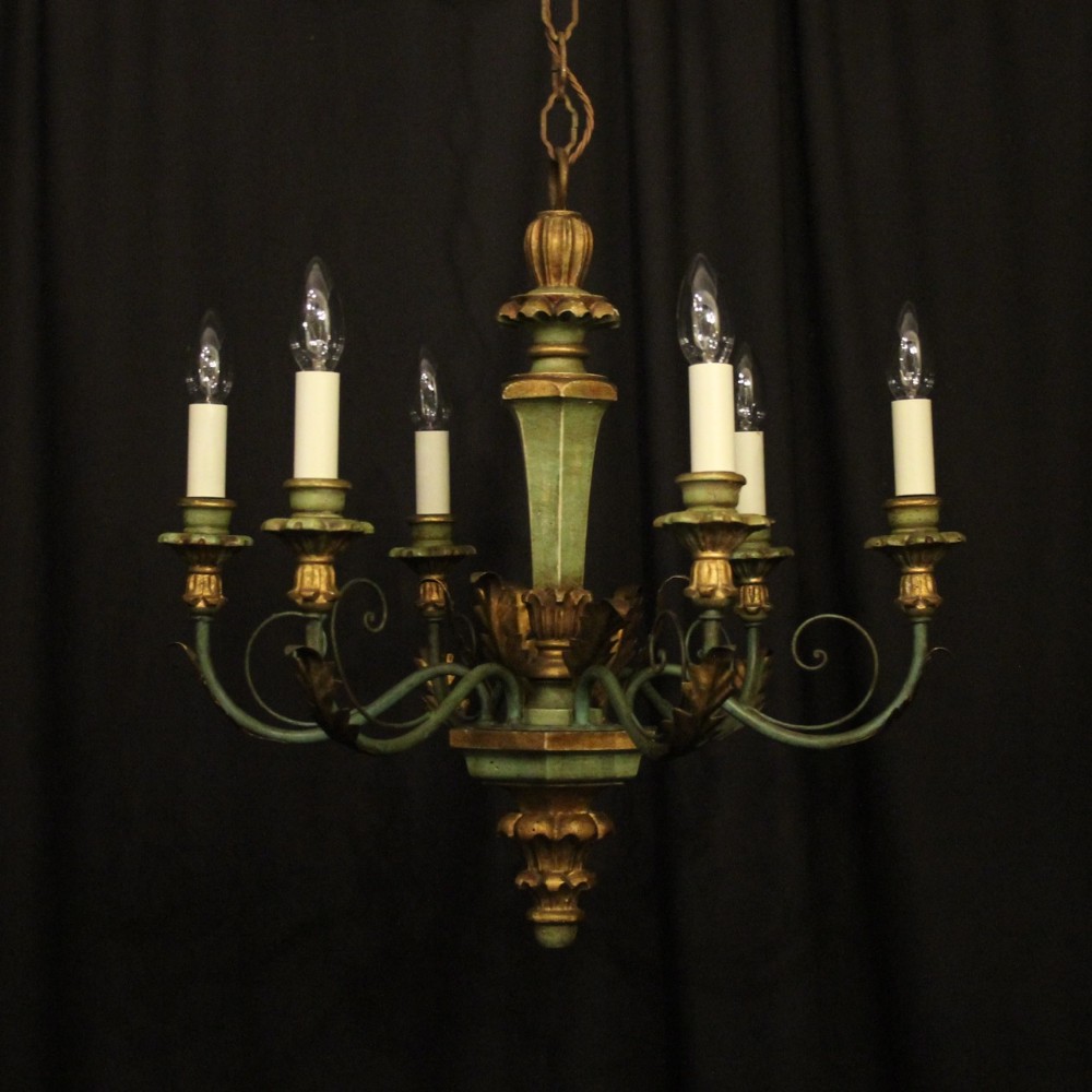 Italian Giltwood & Toleware Antique Chandelier