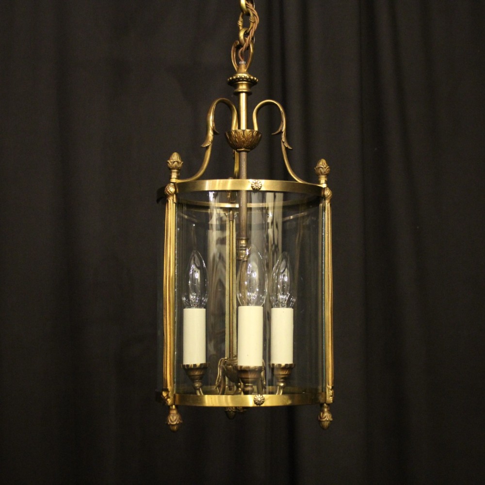 French Gilded Convex Antique Hall Lantern