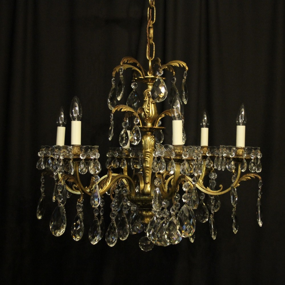 Italian Gilt Bronze 8 Light Antique Chandelier