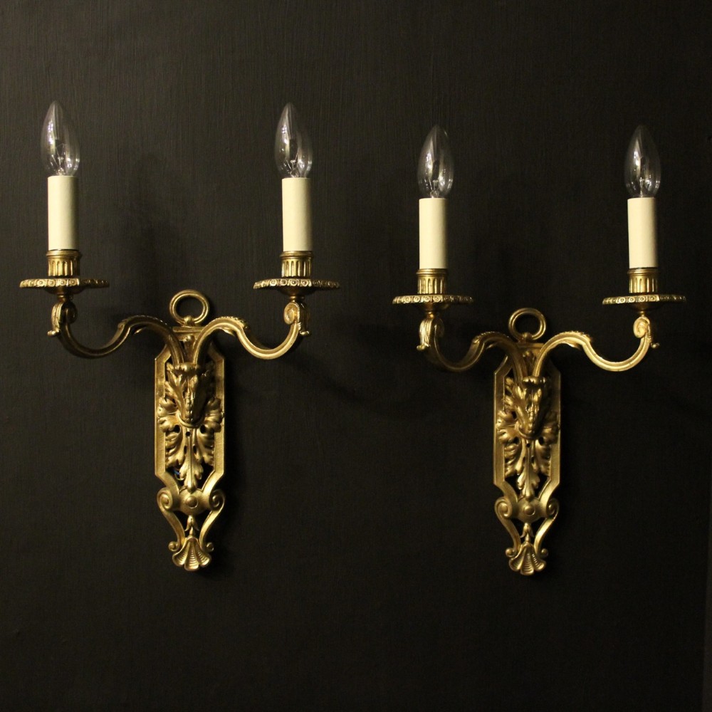 French Pair Of Gilded Bronze Antique Wall Sconces