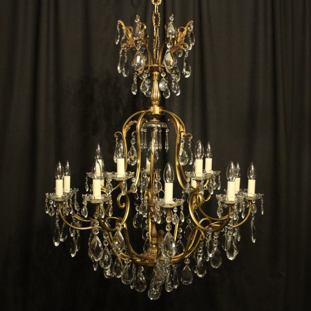 French Gilded 16 Light Birdcage Antique Chandelier
