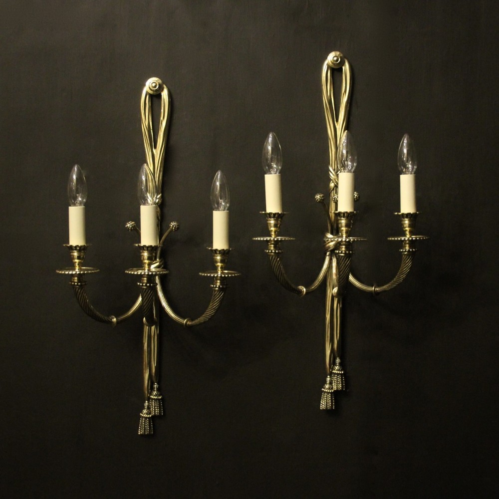 French Pair Of Rope Triple Arm Antique Wall Lights