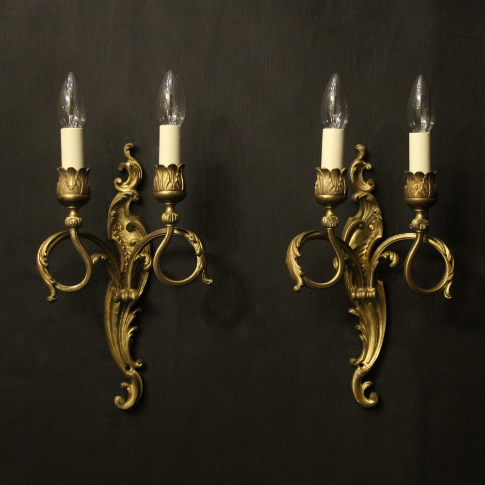 French Pair Of Gilded Bronze Antique Wall Sconces
