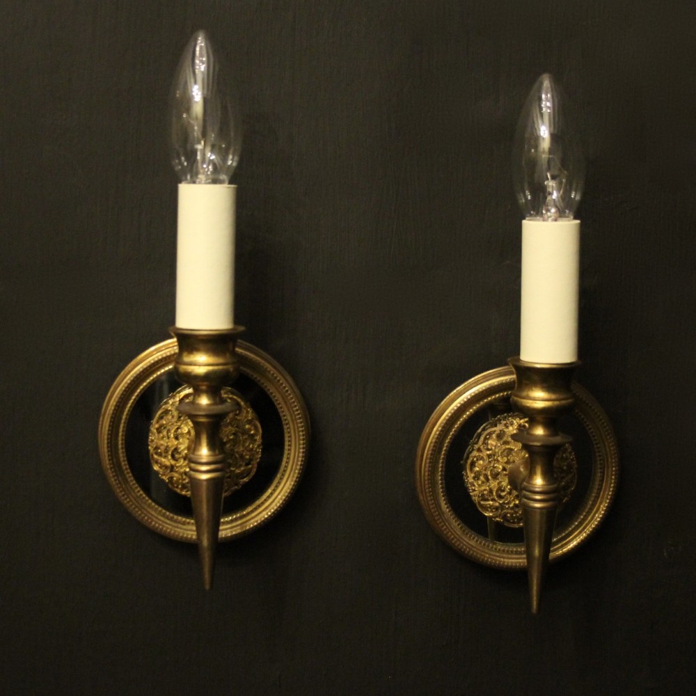 French Pair Of Gilded Antique Wall Lights