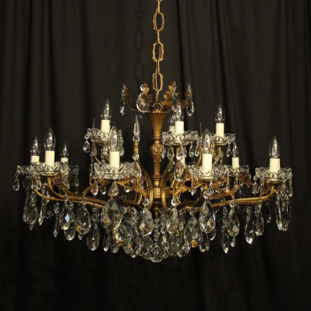 Italian 15 Light Double Tiered Antique Chandelier