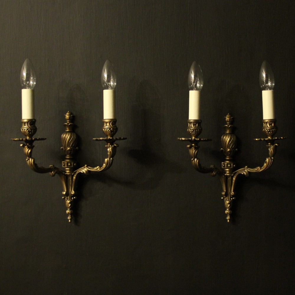 French Gilded Twin Arm Antique Wall Lights