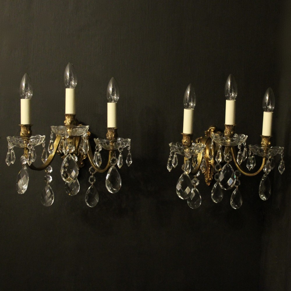 French Pair Of Gilded Bronze Antique Wall Lights