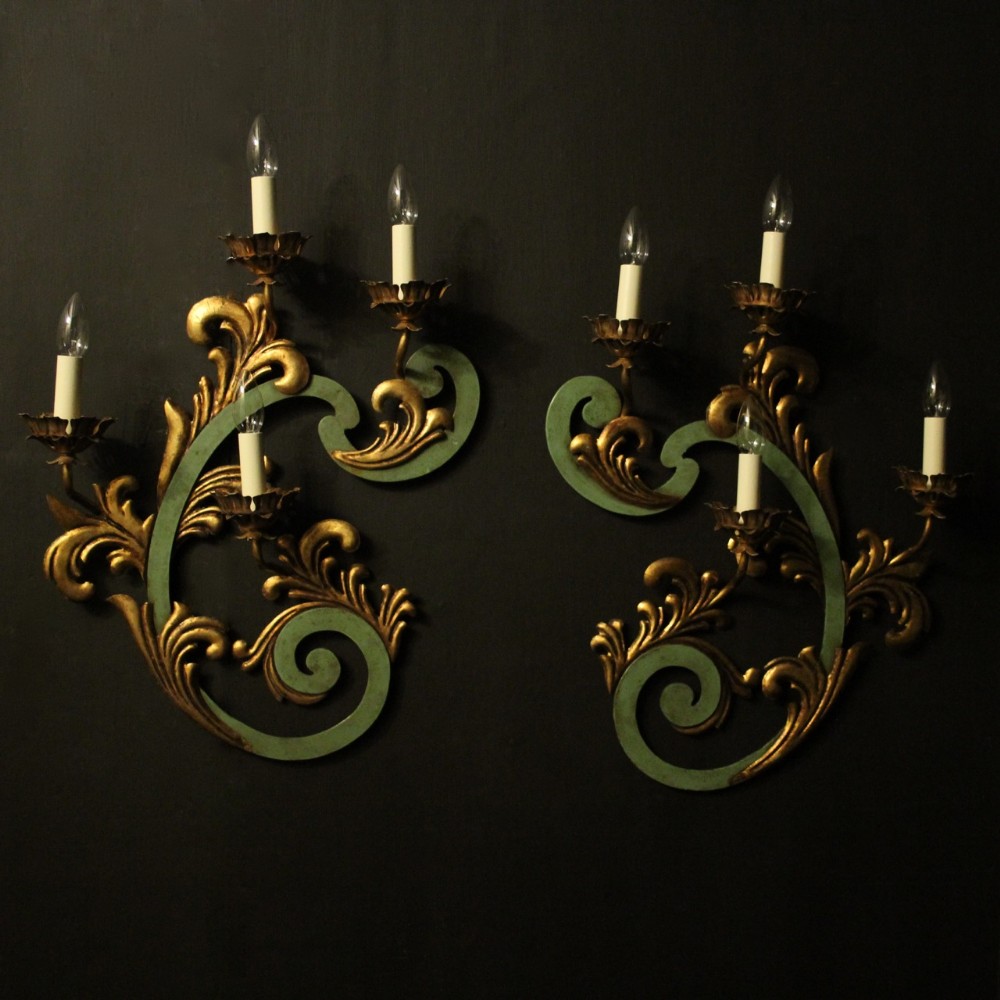 Florentine Large Set Of 4 Gilded 4 Arm Wall Lights