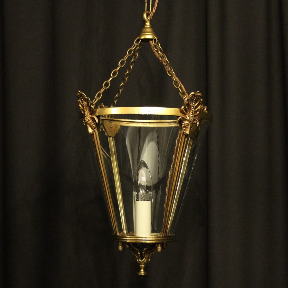 English Gilded Bronze Hall Antique Lantern