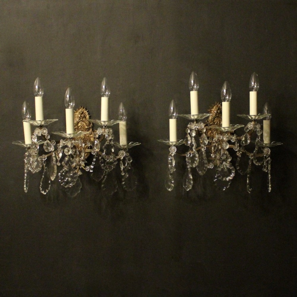 French 19th Century Pair Of Gilded Bronze Antique Wall Lights