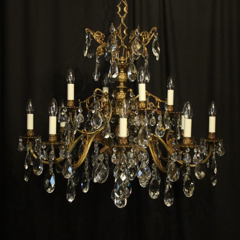 Italian Gilded Bronze 12 Light Antique Chandelier
