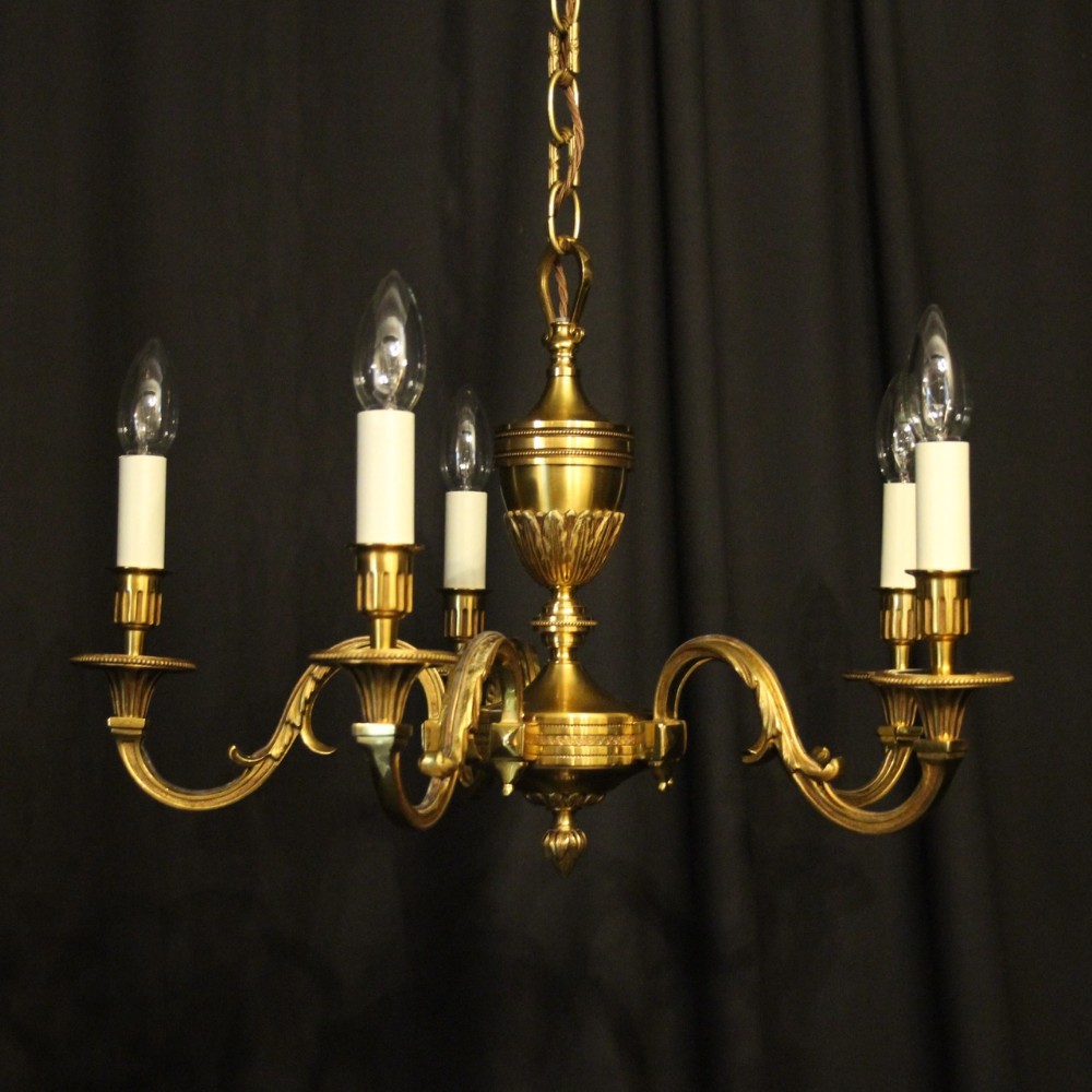 French Gilded Bronze 5 Light Chandelier