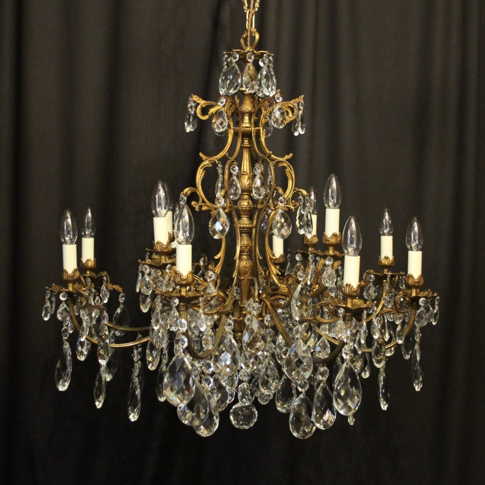 Italian Gilded Bronze 12 Light Antique Chandelier