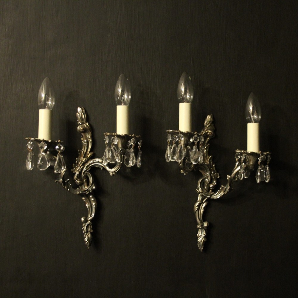 French Pair Of Silver Gilded Wall Lights