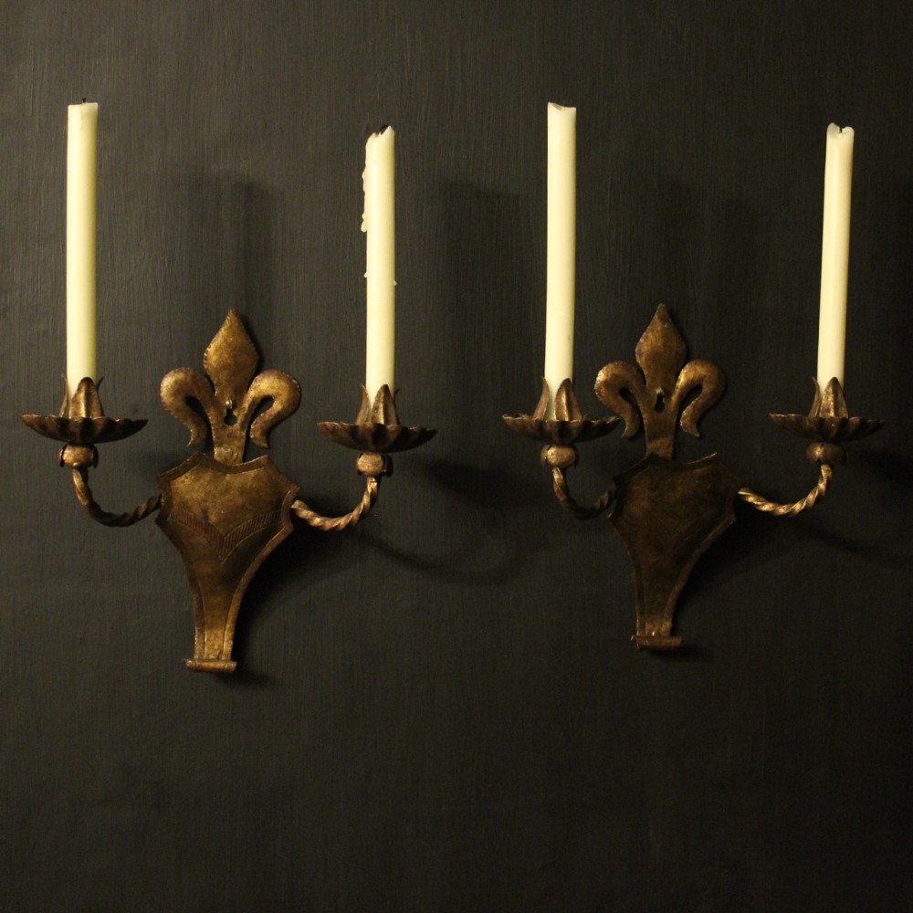 Italian Pair Of Candle Antique Wall Sconces