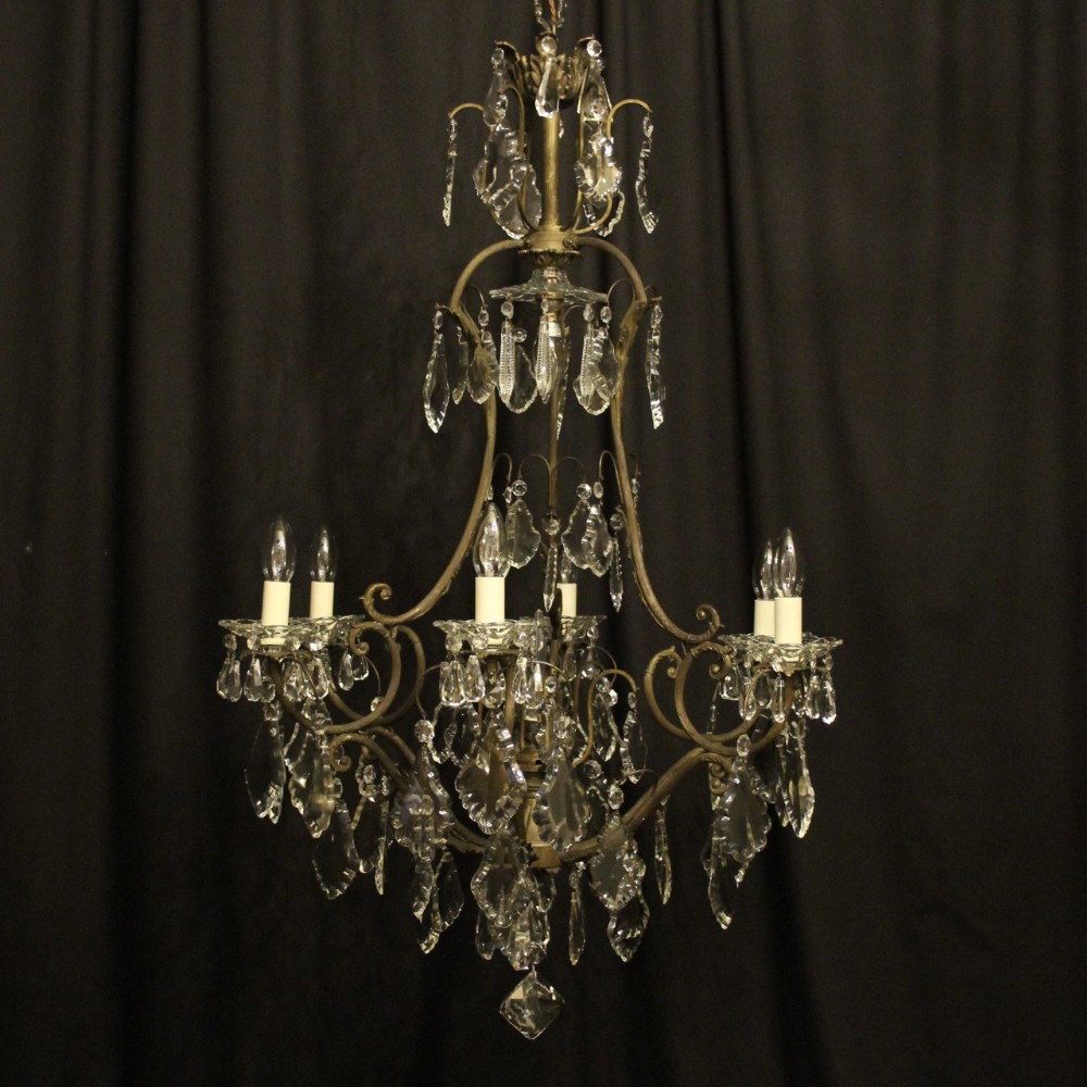 French Gilded 7 Light Birdcage Antique Chandelier