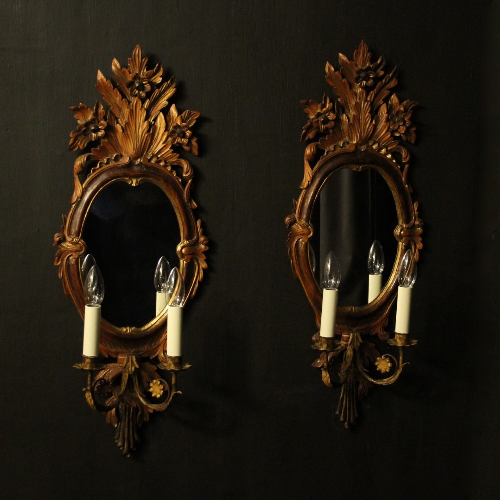 Italian Pair Giltwood Twin Arm Girandoles